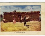 Kids on Mule Mexican Family Adobe Home Postcard 1909 - £11.66 GBP