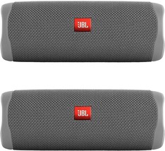 Pair Of Gray Jbl Flip 5 Waterproof Portable Wireless Bluetooth Speaker Bundles. - £162.59 GBP