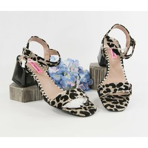 Betsey Johnson Deena Gold Leopard Ankle Strap Chunky Block Heels 7.5 NIB - £54.99 GBP