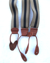 Campaign Vintage Men Button Down Woven Suspenders Braces Tan and Black S... - $28.49