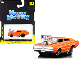 1966 Dodge Charger 426 C.I. Orange with Blue Stripe 1/64 Diecast Model Car by Mu - $22.37