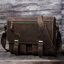 Business Messenger Bag Crazy Horse Leather Men Shoulder Bags Large Capacity Offi - £156.35 GBP