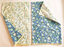 2 Vintage Cotton Hand Crocheted Trim Standard Pillowcases REVERSIBLE Pair - £18.03 GBP