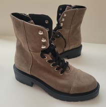 All Saints Dusty Suede Leather  Combat Boots Size 36/6 Light Grey New wi... - £98.90 GBP