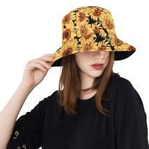 Sunflower Flower Floral Watercolor Unisex Summer Single-Layer Bucket Hat - £19.67 GBP