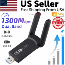 1300Mbps Long Range AC1300 Dual Band 5Ghz Wireless USB 3.0 Wifi Adapter ... - £13.32 GBP