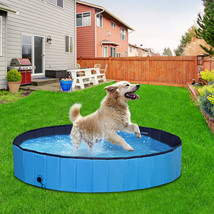 63&quot; Outdoor Pet Dog Pool PVC Foldable Kids Swimming Pool Bathing Tub, Blue - £34.60 GBP