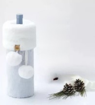 UGG Dawson Wine Bottle Holder Sleeve Faux Fur &amp; Pom Pom&#39;s Cabernet &amp; Sno... - $13.81