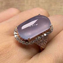 Luxury Rectangle Light Purple Zircon Stones Rings - £8.01 GBP