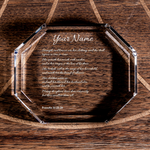 Proverbs 31:25-29 Her Strength and Honor Octagonal Paperweight Custom Christian  - £41.27 GBP