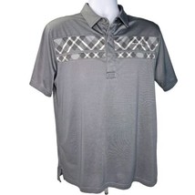Travis Mathew Golf Polo Shirt Mens L Gray Plaid Performance Striped Shor... - $24.74