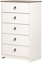 South Shore Plenny 5-Drawer Chest, White Wash And Weathered Oak - £187.93 GBP
