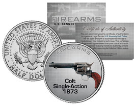 Colt SINGLE-ACTION 1873 Gun Firearm Kennedy Half Dollar Us Colorized Coin - £6.81 GBP