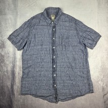 LL Bean Linen Shirt Men’s XL Tall Blue Button Up Short Sleeve Slightly F... - $31.18