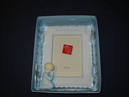 New Russ Berrie Ceramic Baptism Picture Frame - Baby Boy  - $8.99