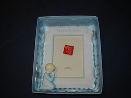 New Russ Berrie Ceramic Baptism Picture Frame - Baby Boy  - $169.87 MXN
