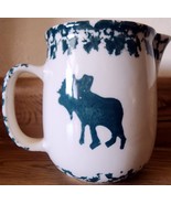 Tienshan Moose Country Folk Craft Creamer Pitcher Green Sponge Stoneware - $16.00 CAD