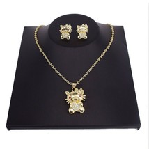 18k Layered Real Gold Children&#39;s set Necklace Pendant earrings Gold Fill... - $19.34