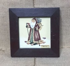 Vintage Old World Santa Claus On Skis 6.5 Inch Theorem Painting Primitive Rustic - £31.75 GBP