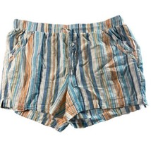 Briggs Short Womens Size XL Blue Stripe Elastic Waist w Tie Linen Pockets - £11.94 GBP