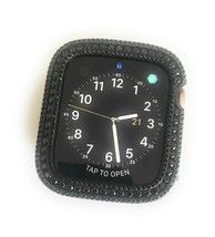 EMJ Bling Apple Watch Round Charm Pendant Necklace Black Bezel Case 40/44 mm - £55.39 GBP+