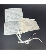 Antique &quot;Magic Hanky&quot; Bridal Handkerchief Baby Bonnet White Lace Edge - $535.15 MXN