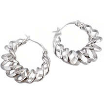Anyco Earrings Hip Hop Punk Hollow Twisted Sterling Silver Unique Exaggerated  - £39.04 GBP