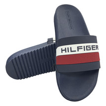 NWT TOMMY HILFIGER MEN&#39;S NAVY BLUE SLIP ON SLIDES SANDALS SIZE 11 - $28.79