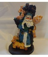 Christmas holiday decoration SANTA statue long blue old style coat with ... - £10.94 GBP