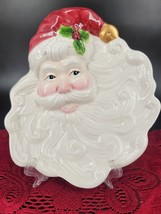Christmas Decor Plate 6 x 7 in Holiday Santa Shaped Design Porcelain  Mint! - £9.88 GBP