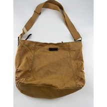 Vintage Fossil Crossbody Canvas Purse Hobo Bag Tan Brown Zip Pockets - $26.81