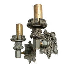 Antique Pair Bronze Sconces Early 1900s Classic Very Heavy - $350.63