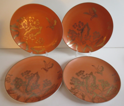 Mid Century DORTHY C. THORPE Persimmon Butterfly Gold Lot of 5 Salad Plates - £33.67 GBP