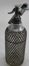 Vintage  Seltzer Bottle Metal Mesh Wrapped Made In England - £38.82 GBP
