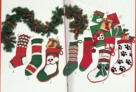 Vtg Knit Crochet Christmas Stockings Slippers Ugly Sweaters Ornaments Pattern - £8.01 GBP