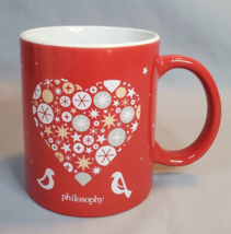 Philosophy Heart Mug Red Birds Stars Ceramic Christmas 10-12 oz Valentin... - £7.85 GBP