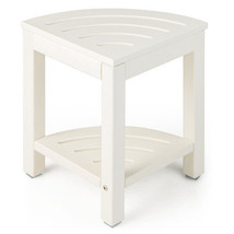 Heavy Duty Corner Shower Bench Stool with Storage Shelf for Shaving Legs-White - - $121.49