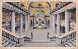 Salt Lake City Utah UT State Capitol Corridor Main Stairways Postcard C16 - £2.35 GBP