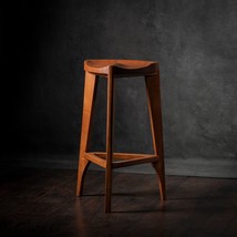 Cherry wood bar stool - Three-legged stool - Carved seat - Counter stool - Bar s - £392.89 GBP