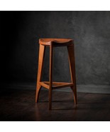 Cherry wood bar stool - Three-legged stool - Carved seat - Counter stool... - £385.31 GBP