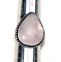 Large Pear shape Rose Quartz Gemstone on 925 Sterling Silver Ring, Size 8 - £16.61 GBP