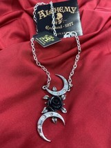 Alchemy Of England P870 - The Black Goddess Necklace Gothic Pendant rose moon - £36.29 GBP