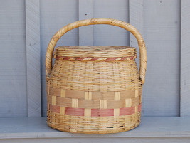 Old Vintage Sewing Knitting Crochet Rattan Craft Basket Storage Tool Decor - £39.10 GBP