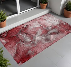 2&#39; X 3&#39; Merlot Abstract Washable Non Skid Indoor Outdoor Area Rug - $852.80 MXN