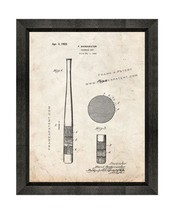 Baseball Bat Patent Print Old Look with Beveled Wood Frame - £18.74 GBP+