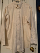 Vintage STAFFORD Men&#39;s Size 34/17 Cream/Beige Long Sleeve Dress Shirt - £5.50 GBP