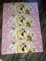 Vintage Disney Twin Flat Sheet Beauty And The Beast With Belle - £15.80 GBP