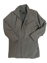 Men&#39;s Tumi Short Trench Coat Full Zip Button Close Sz Small Black Plaid - £32.07 GBP