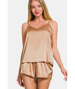 Zenana V-Neck Satin Cami and Elastic Waist Shorts Lounge Set - $22.79