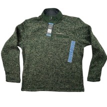 Eddie Bauer Men&#39;s Chest Pocket  1/4 Zip Sweater Fleece Pullover Large Green Palm - £15.51 GBP